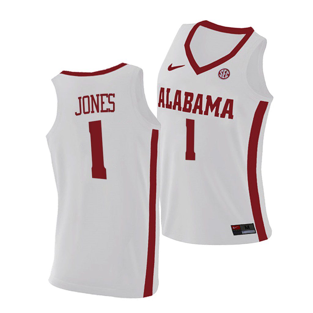 Men's Alabama Crimson Tide Herbert Jones #1 2021 White Replica NCAA College Basketball Jersey